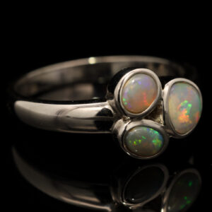 Sterling Silver Blue Green Yellow Orange Crystal Opal Ring
