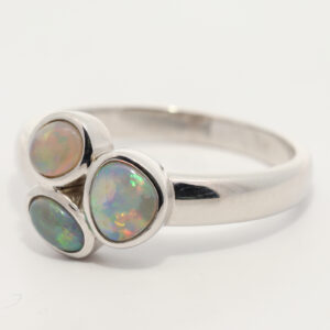Sterling Silver Blue Green Yellow Orange Crystal Opal Ring