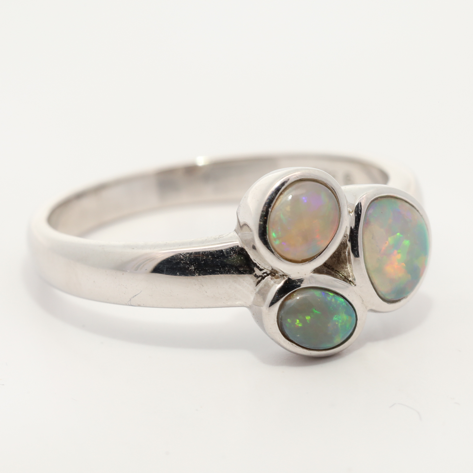 Sterling Silver Blue Green Yellow Orange Crystal Opal Ring