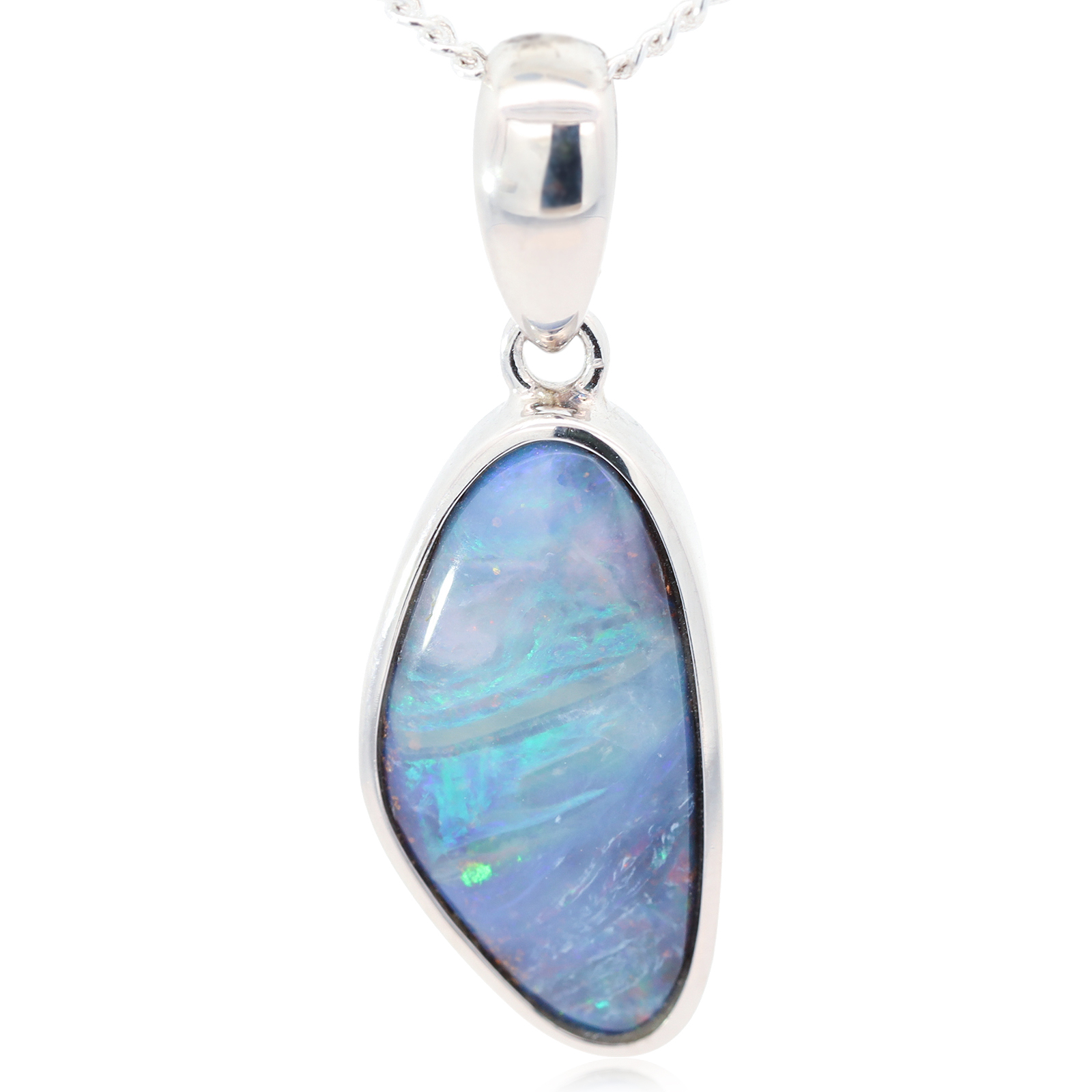 Sterling Silver Blue Green Yellow Orange Pink Boulder Opal Pendant