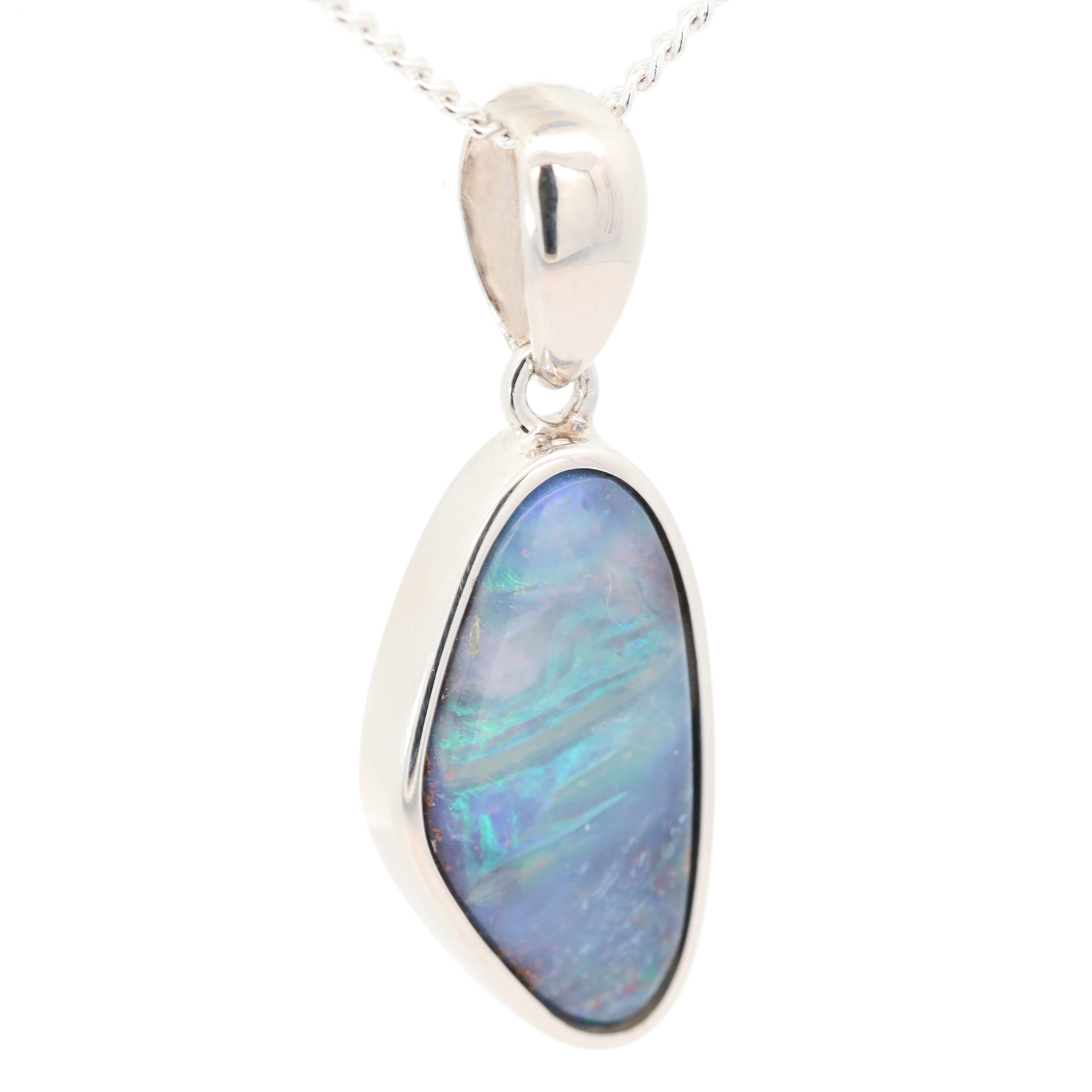 Sterling Silver Blue Green Yellow Orange Pink Boulder Opal Pendant