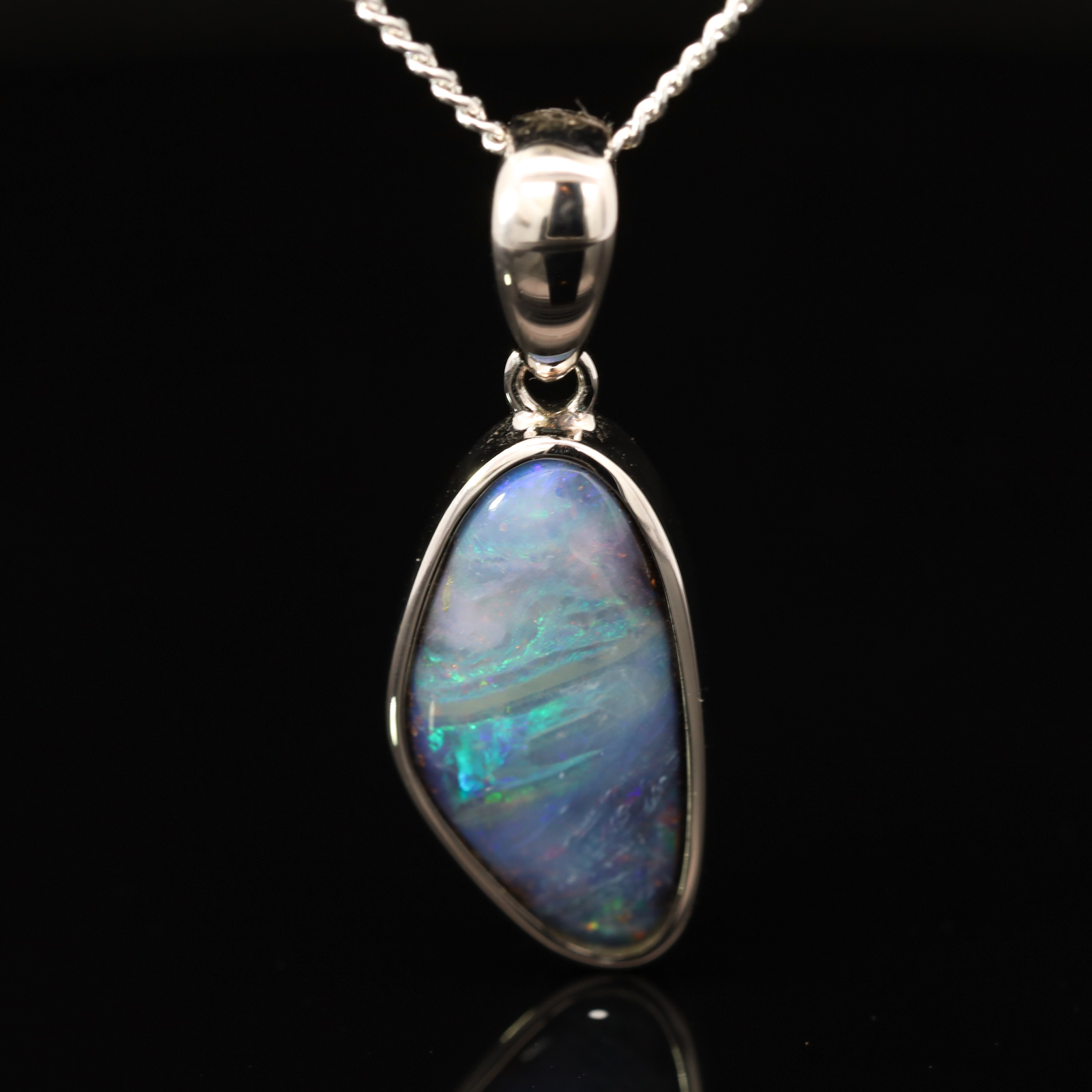 Sterling Silver Blue Green Yellow Orange Pink Boulder Opal Pendant