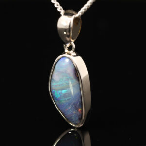 Sterling Silver Blue Green Yellow Orange Pink Boulder Opal Pendant