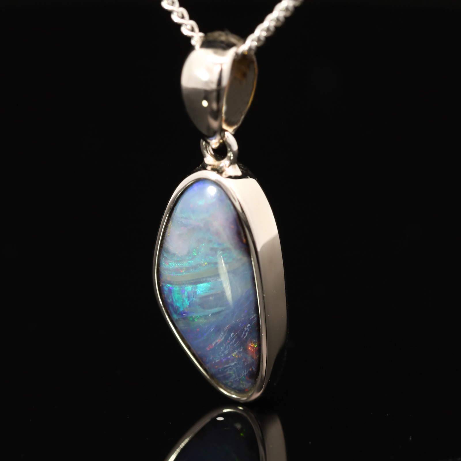 Sterling Silver Blue Green Yellow Orange Pink Boulder Opal Pendant