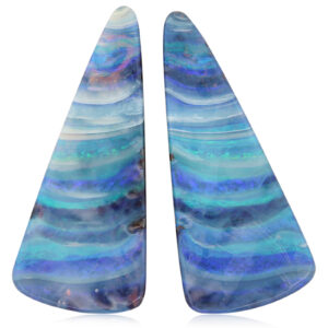 Unset Blue Green Purple Boulder Opal Pair