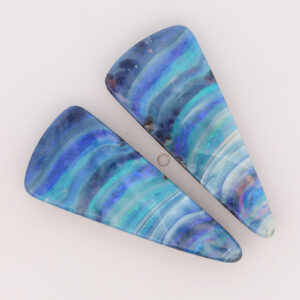Unset Blue Green Purple Boulder Opal Pair