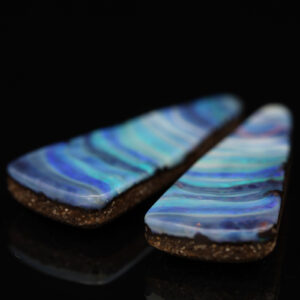 Unset Blue Green Purple Boulder Opal Pair