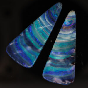 Unset Blue Green Purple Boulder Opal Pair