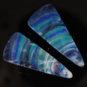 Unset Blue Green Purple Boulder Opal Pair