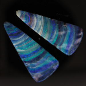 Unset Blue Green Purple Boulder Opal Pair