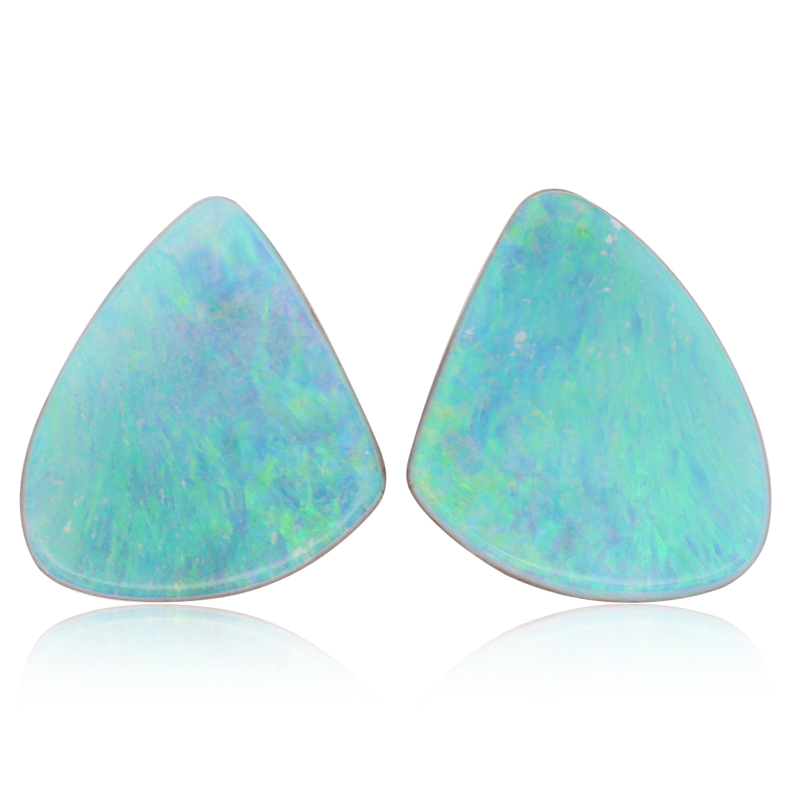 Unset Blue Green Boulder Opal Pair