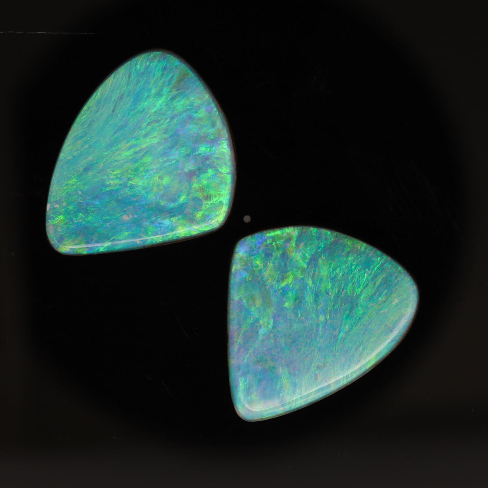 Unset Blue Green Boulder Opal Pair