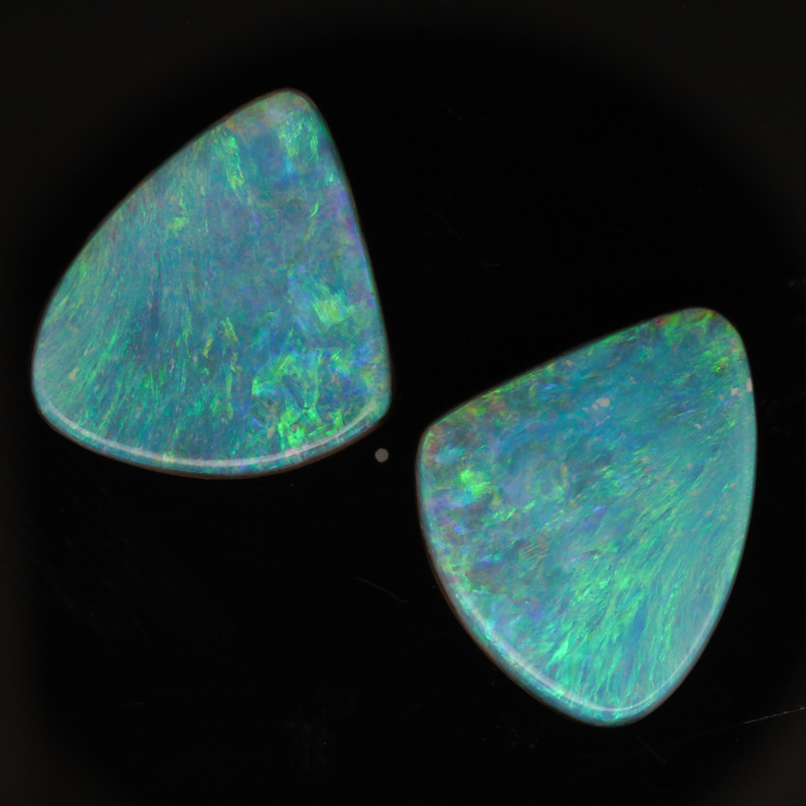 Unset Blue Green Boulder Opal Pair