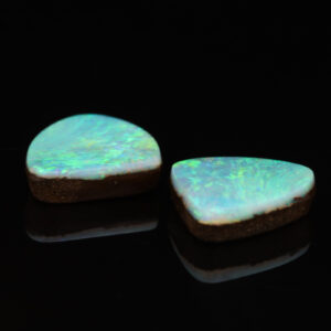 Unset Blue Green Boulder Opal Pair