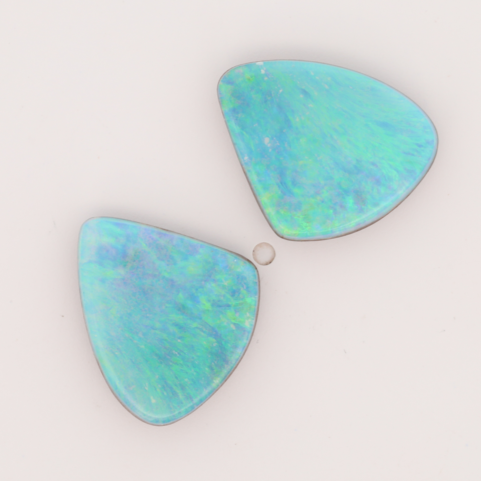 Unset Blue Green Boulder Opal Pair