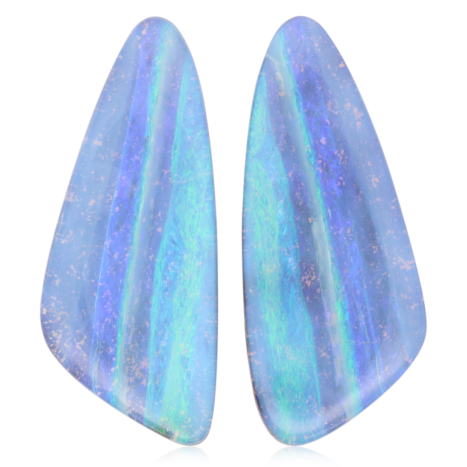 Unset Blue Green Purple Boulder Opal Pair