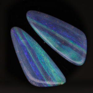 Unset Blue Green Purple Boulder Opal Pair