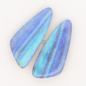 Unset Blue Green Purple Boulder Opal Pair