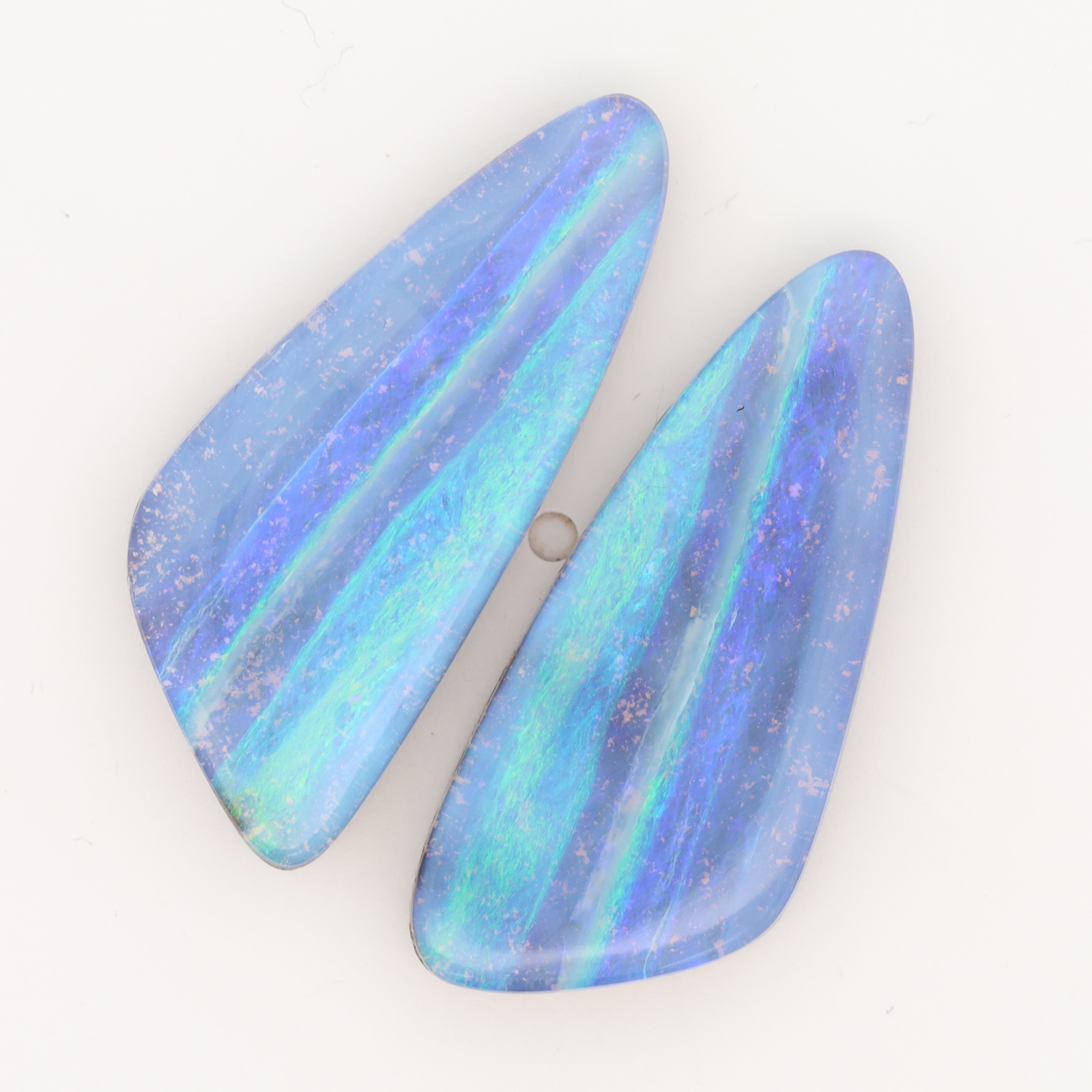 Unset Blue Green Purple Boulder Opal Pair