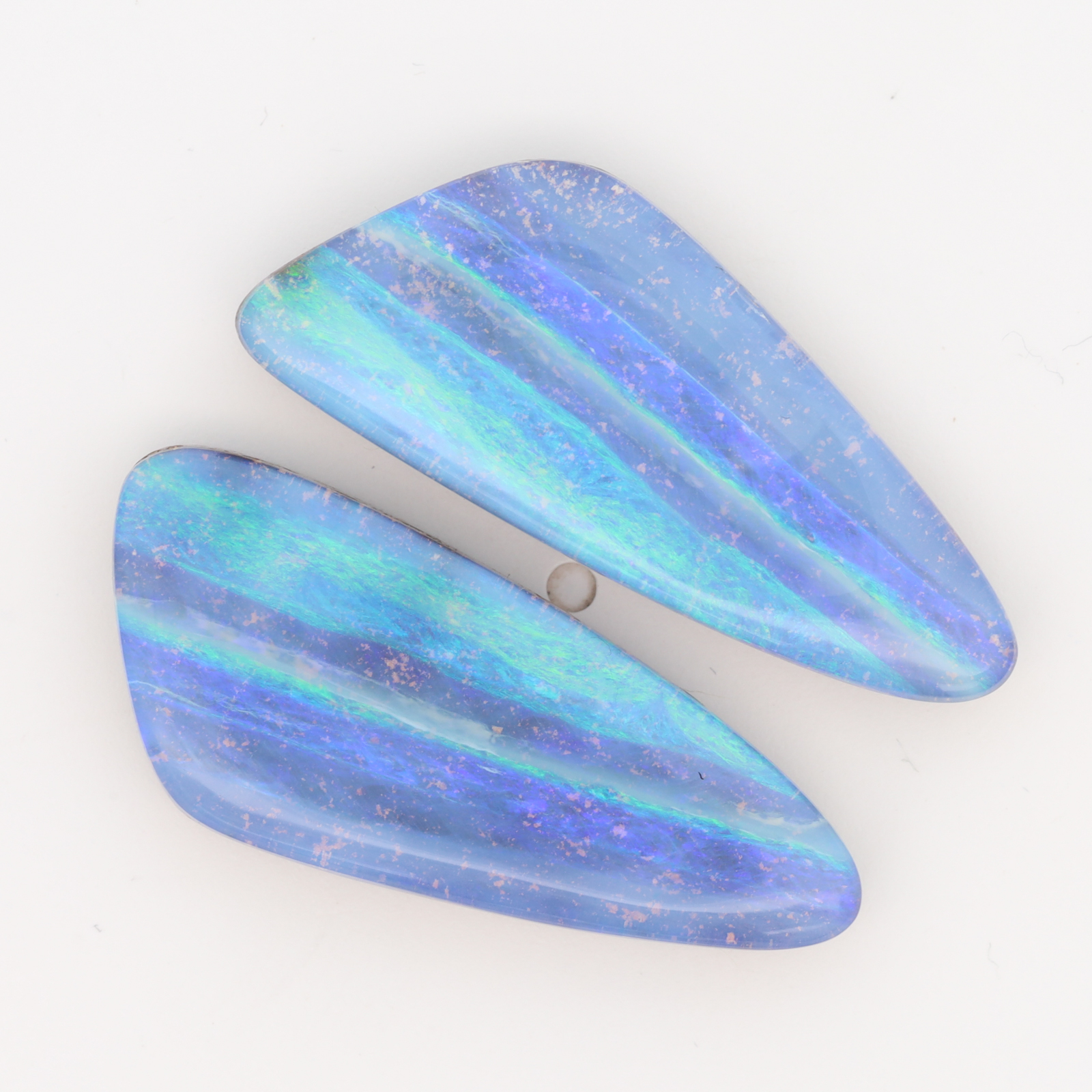 Unset Blue Green Purple Boulder Opal Pair