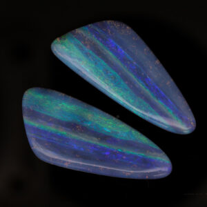 Unset Blue Green Purple Boulder Opal Pair