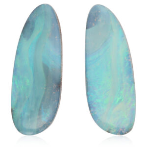 Unset Blue Green Boulder Opal Pair