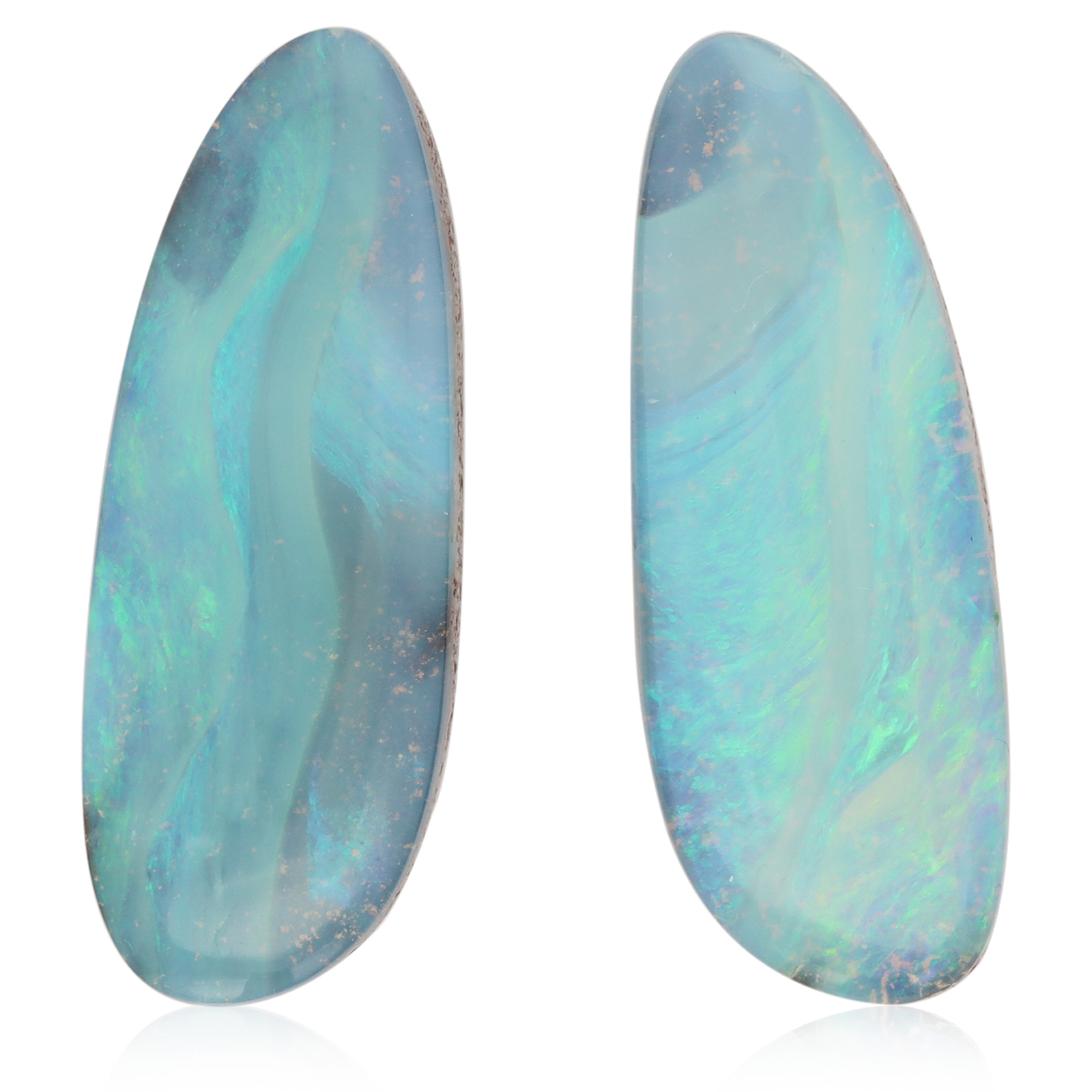 Unset Blue Green Boulder Opal Pair