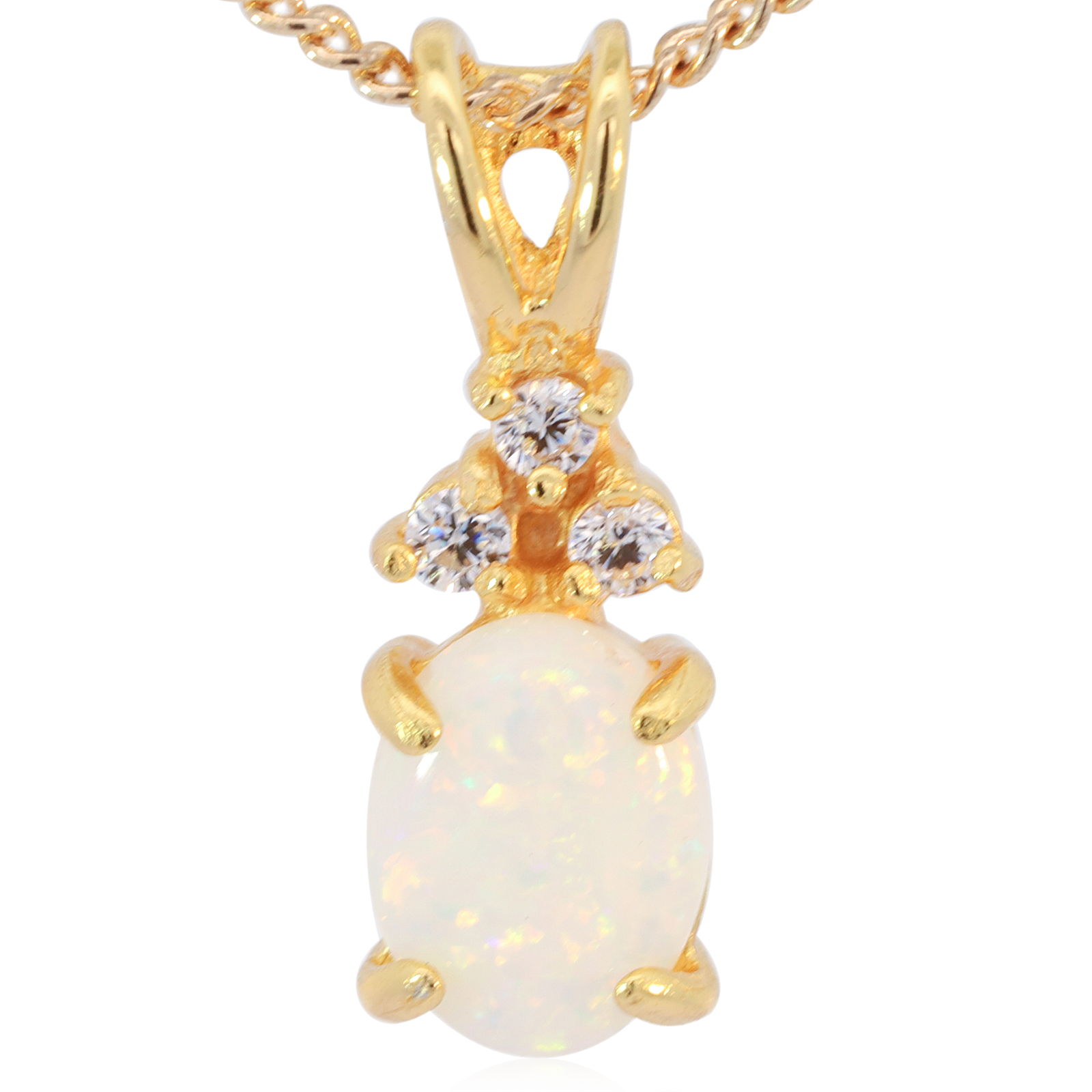 Gold-Plated Sterling Silver Blue Green Yellow Orange Pink White Opal Pendant