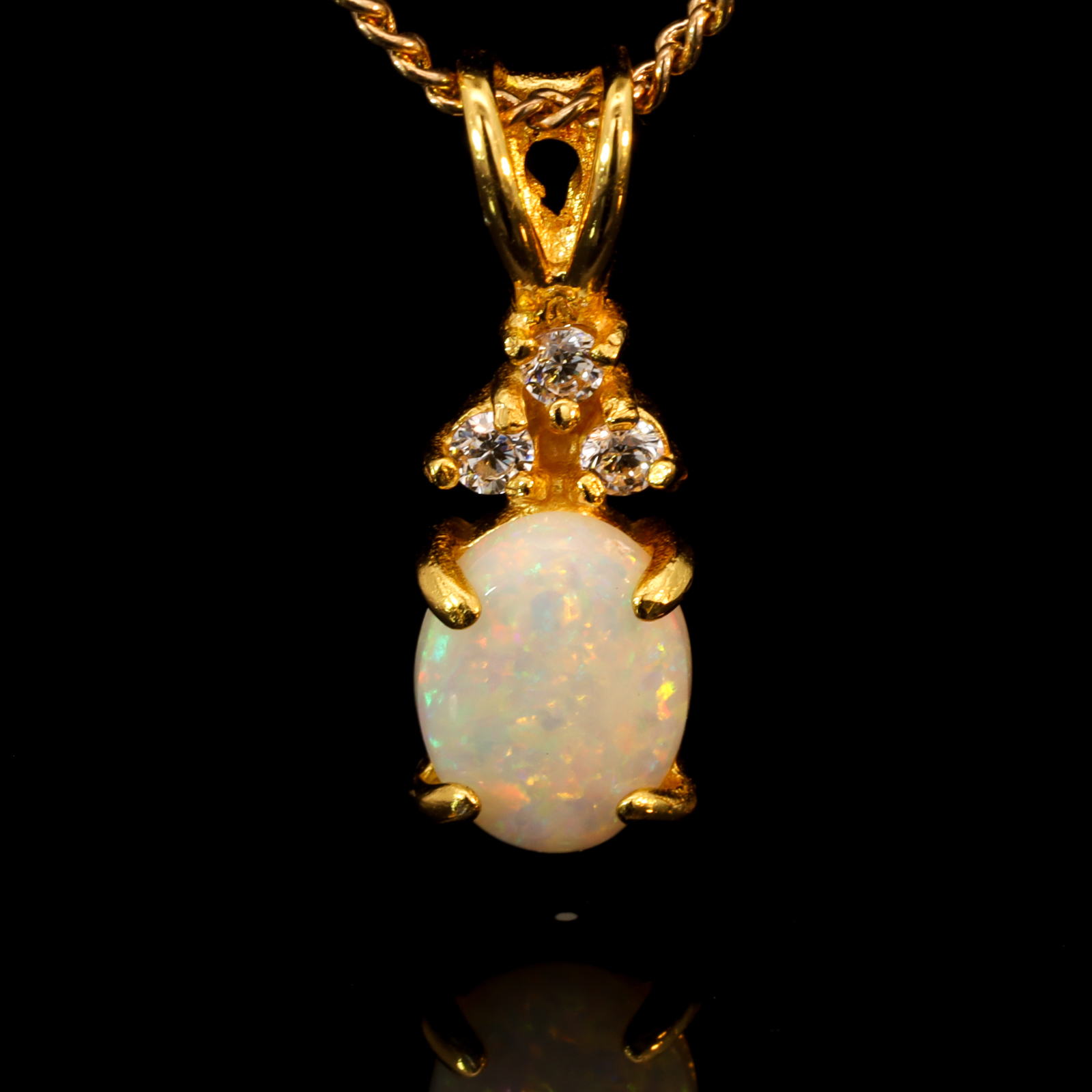 Gold-Plated Sterling Silver Blue Green Yellow Orange Pink White Opal Pendant