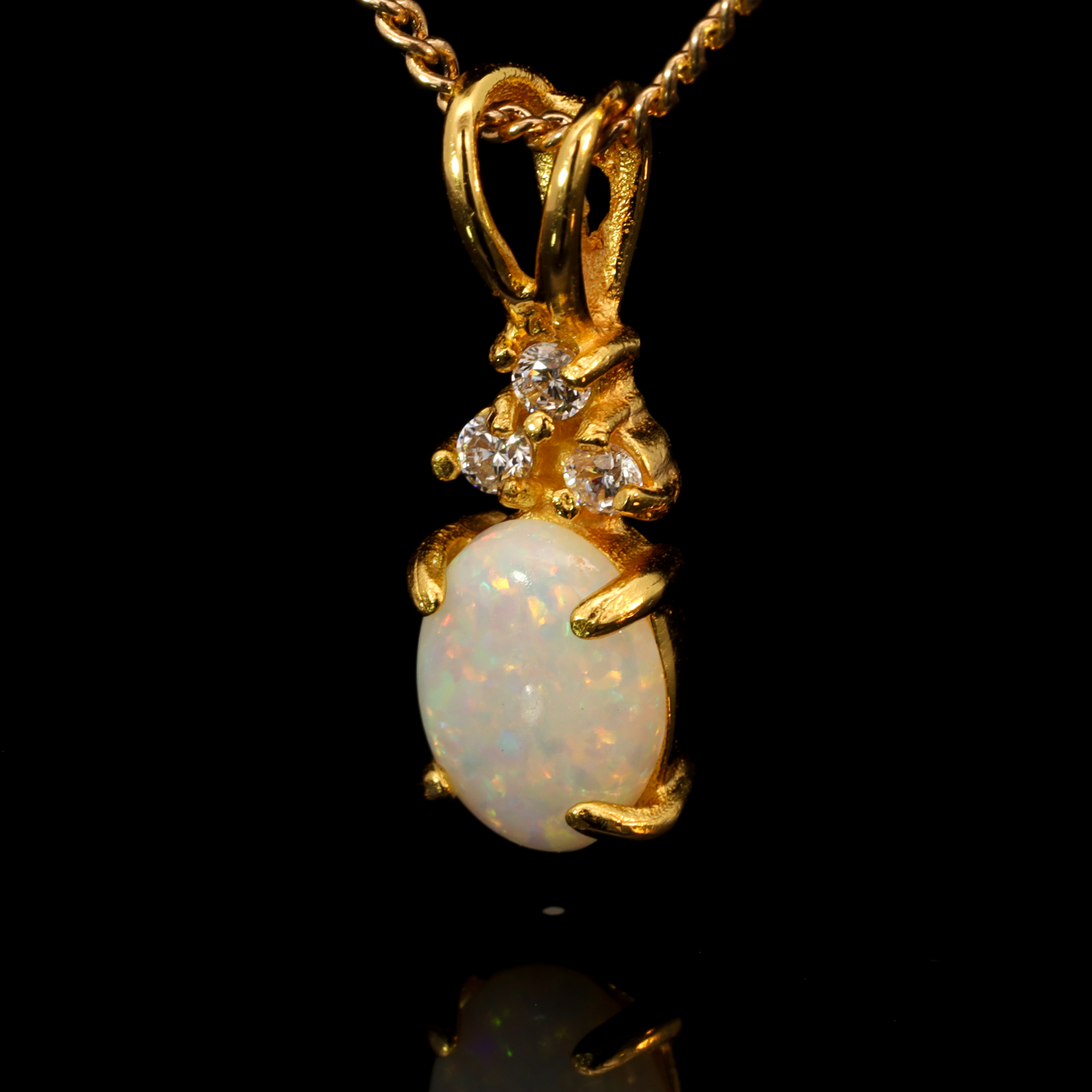 Gold-Plated Sterling Silver Blue Green Yellow Orange Pink White Opal Pendant