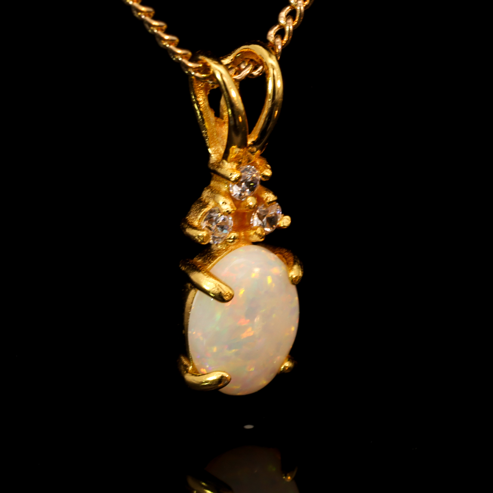 Gold-Plated Sterling Silver Blue Green Yellow Orange Pink White Opal Pendant