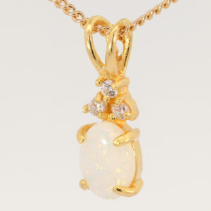 Gold-Plated Sterling Silver Blue Green Yellow Orange Pink White Opal Pendant
