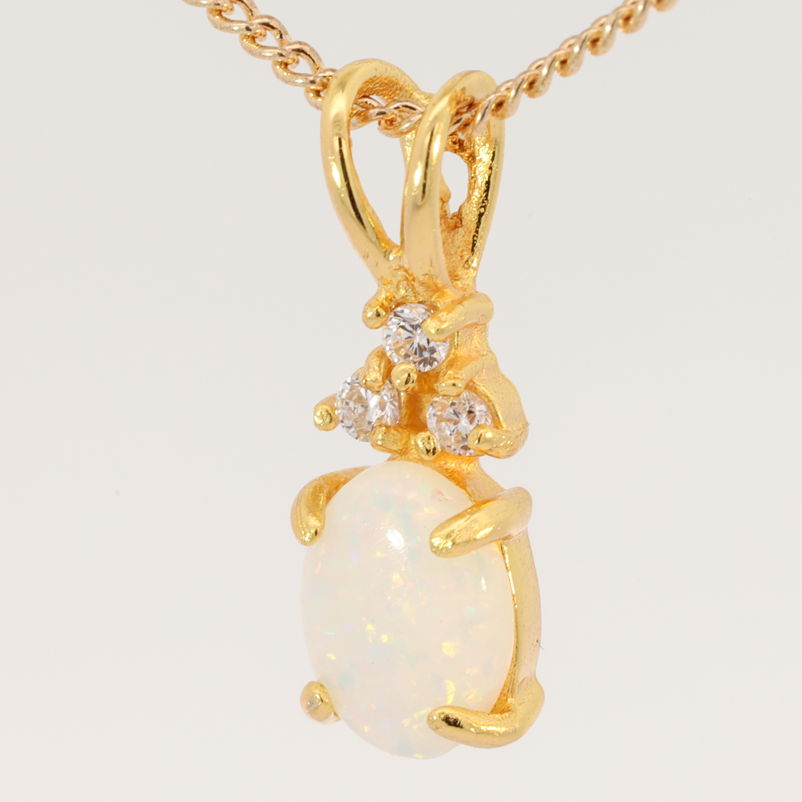 Gold-Plated Sterling Silver Blue Green Yellow Orange Pink White Opal Pendant