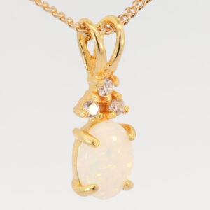 Gold-Plated Sterling Silver Blue Green Yellow Orange Pink White Opal Pendant