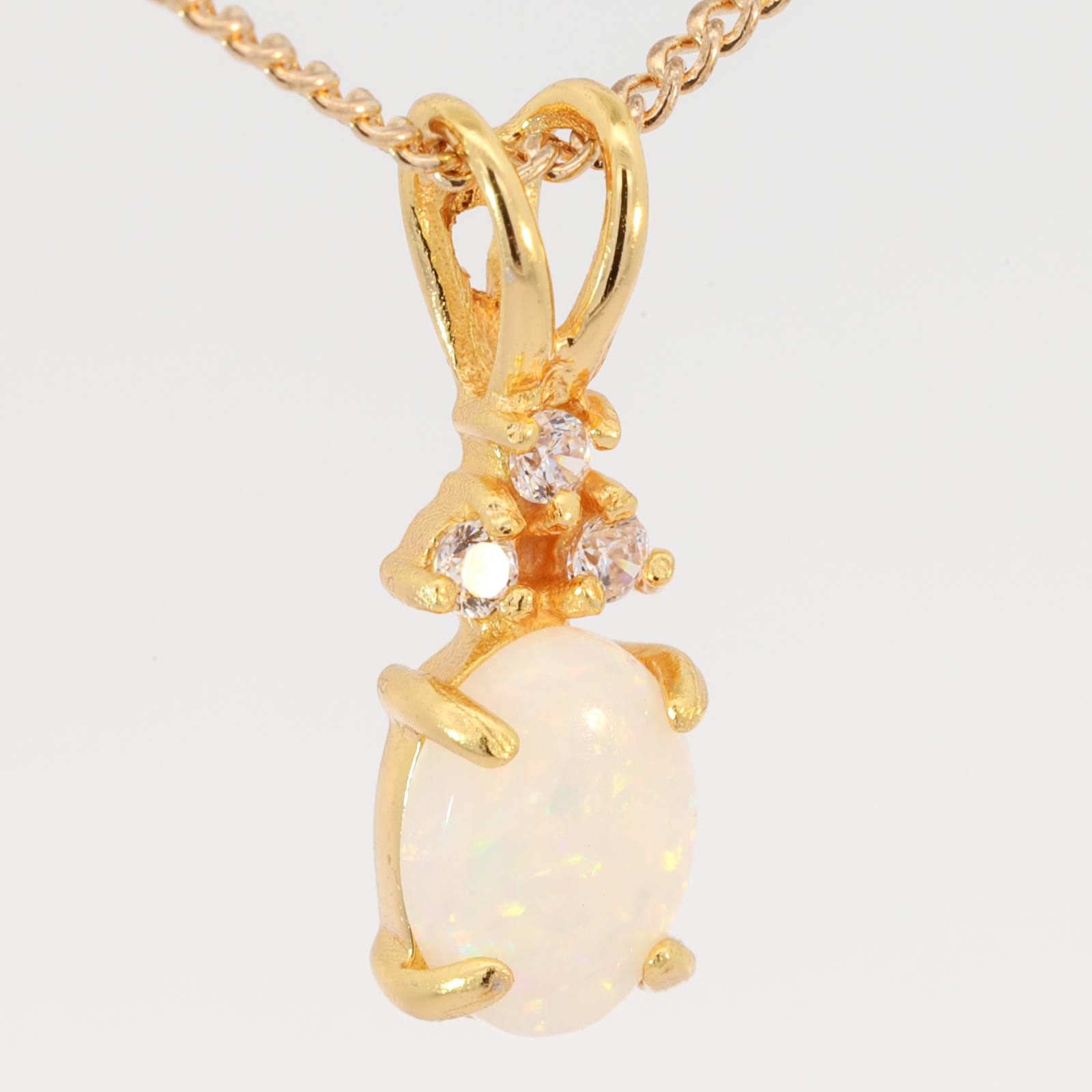 Gold-Plated Sterling Silver Blue Green Yellow Orange Pink White Opal Pendant
