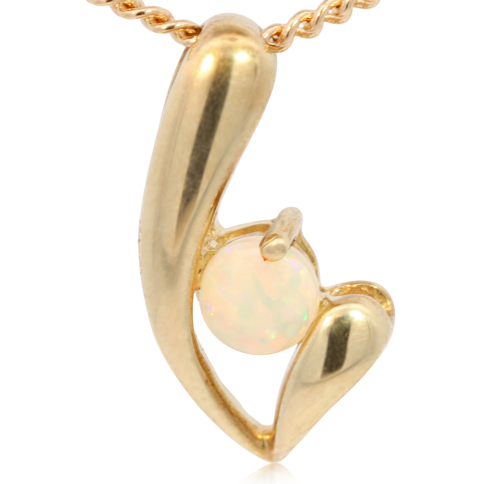 Yellow Gold Blue Green Yellow Orange Pink Crystal Opal Pendant