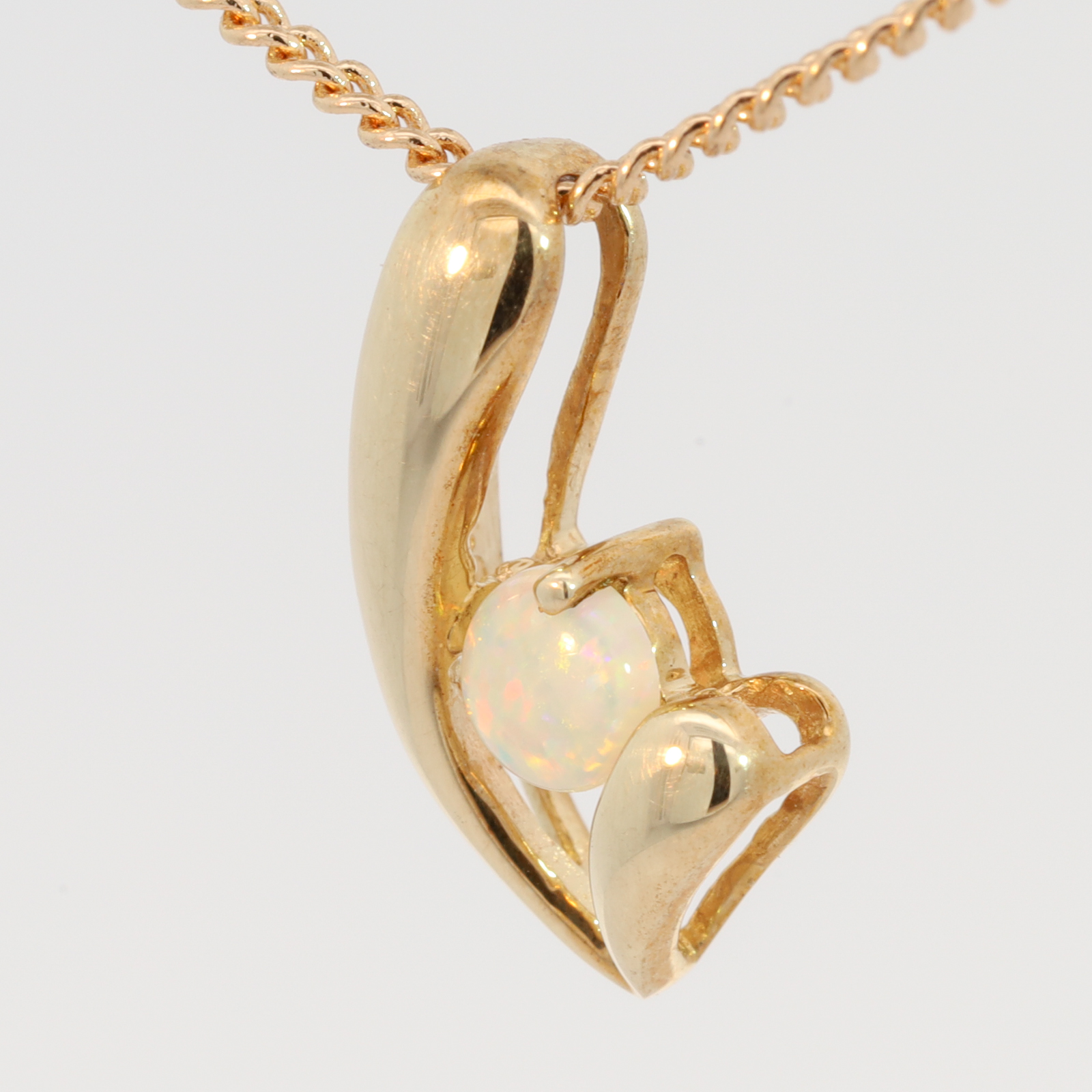 Yellow Gold Blue Green Yellow Orange Pink Crystal Opal Pendant