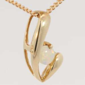Yellow Gold Blue Green Yellow Orange Pink Crystal Opal Pendant