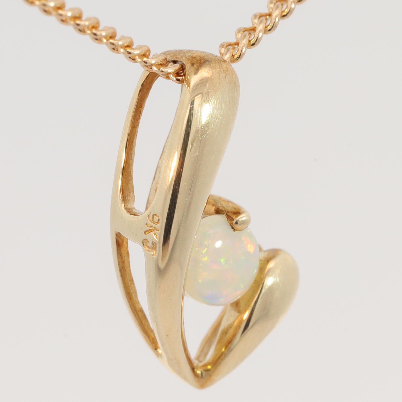 Yellow Gold Blue Green Yellow Orange Pink Crystal Opal Pendant