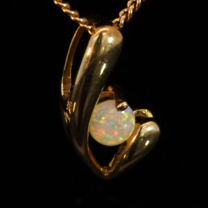 Yellow Gold Blue Green Yellow Orange Pink Crystal Opal Pendant