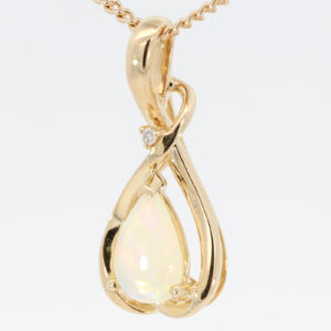 Yellow Gold Blue Green Yellow Orange Red Crystal Opal and Diamond Pendant