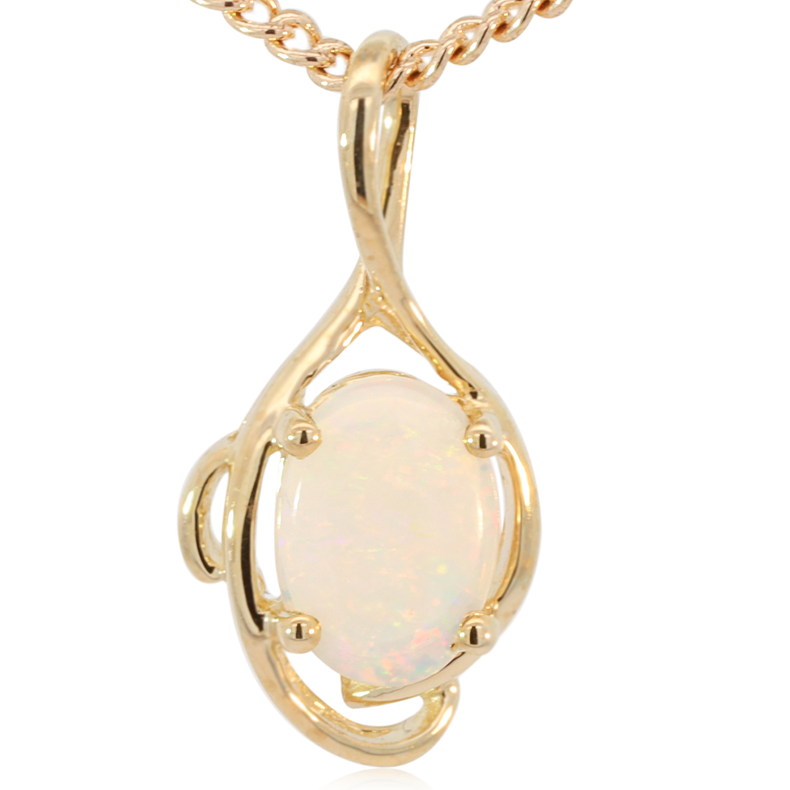 Yellow Gold Blue Green Yellow Orange Pink Crystal Opal Pendant