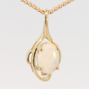 Yellow Gold Blue Green Yellow Orange Pink Crystal Opal Pendant