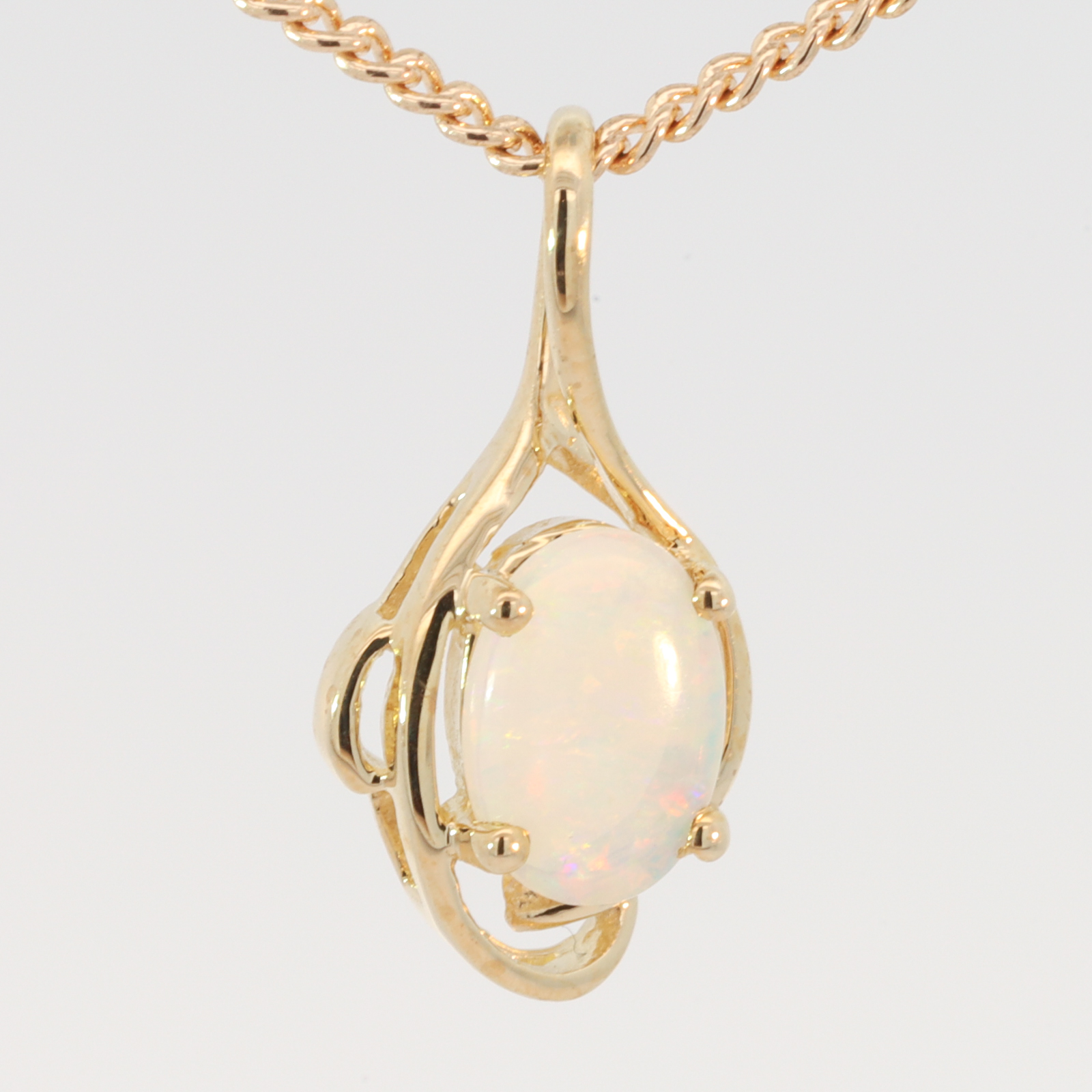 Yellow Gold Blue Green Yellow Orange Pink Crystal Opal Pendant