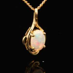 Yellow Gold Blue Green Yellow Orange Pink Crystal Opal Pendant