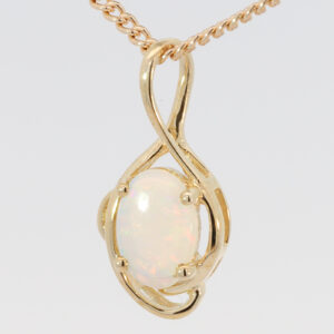 Yellow Gold Blue Green Yellow Orange Pink Crystal Opal Pendant