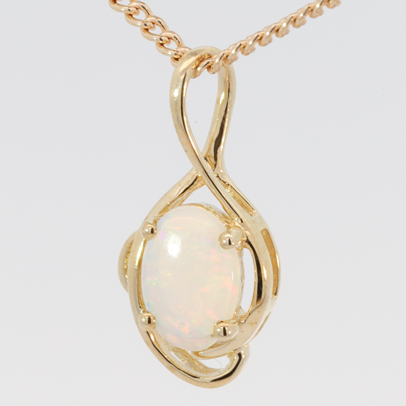 Yellow Gold Blue Green Yellow Orange Pink Crystal Opal Pendant