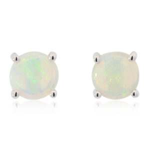 White Gold Blue Green Crystal Opal Earrings