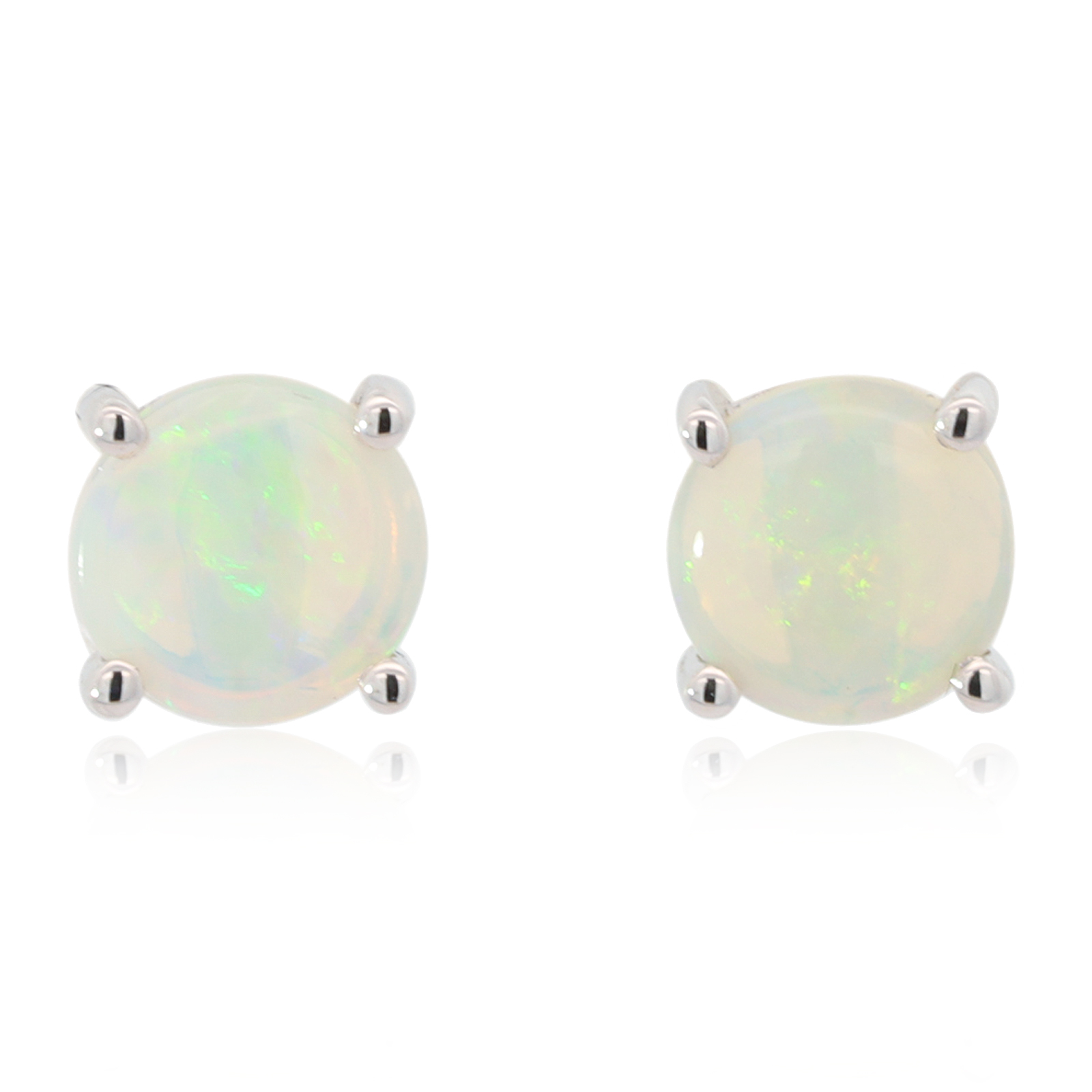 White Gold Blue Green Crystal Opal Earrings