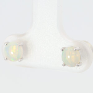 White Gold Blue Green Crystal Opal Earrings